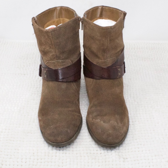 Cobb Hill Brown Suede Leather Heel Ankle Boots 9 - Picture 2 of 8